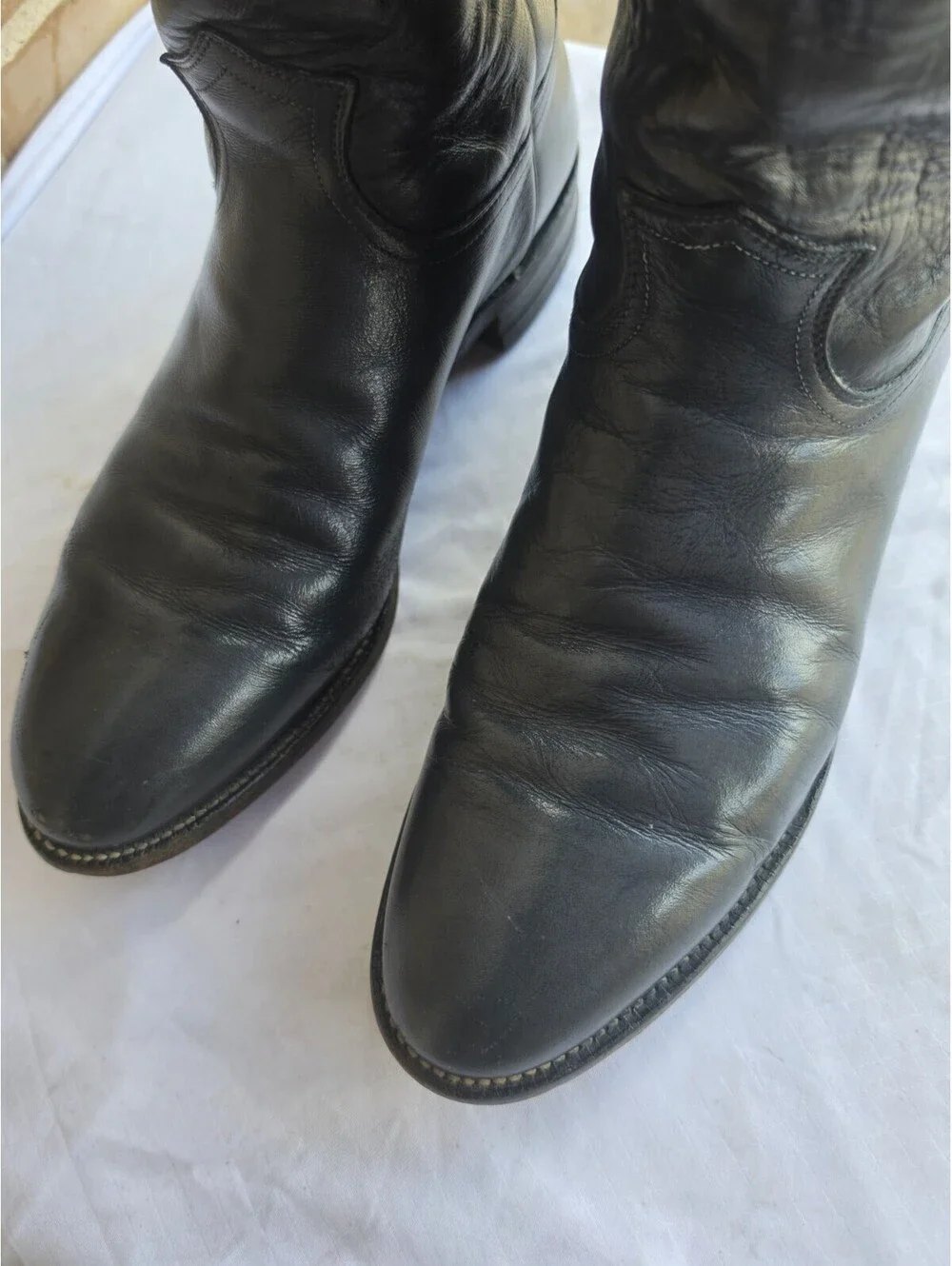 Vintage Justin Roper Boots Mens 10.5 D Gray Leather Cowboy Western USA 3025